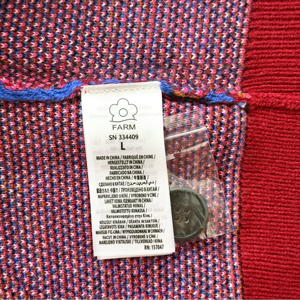 FARM RIO Palms Paradise Cardigan, Blue/Red, Size L, NWT 🇧🇷 - Picture 11 of 13